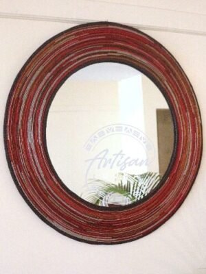 Crimson Sun Maasai Beaded Mirror