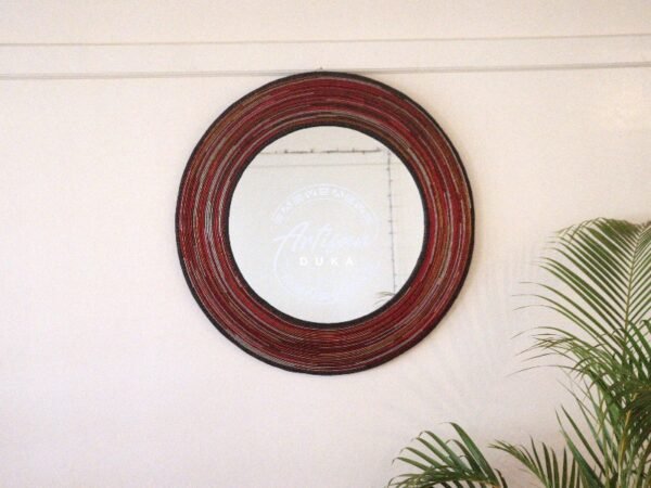 Crimson Sun Maasai Beaded Mirror