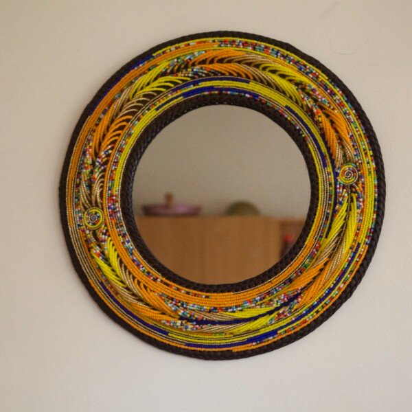 Golden Dawn Maasai Beaded Mirror
