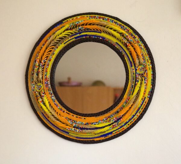 Golden Dawn Maasai Beaded Mirror