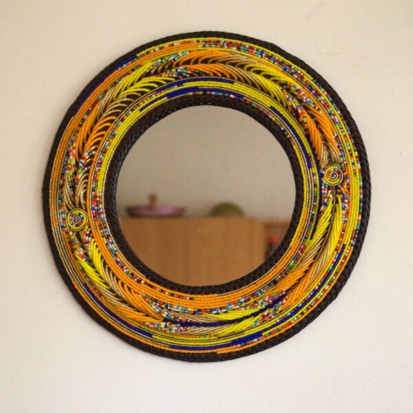 Golden Dawn Maasai Beaded Mirror