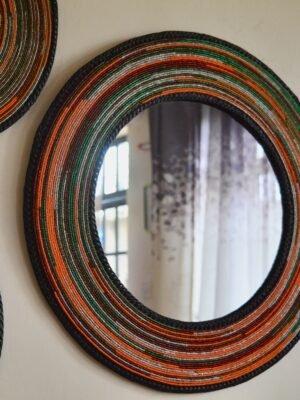 Orange Maasai Beaded Mirror