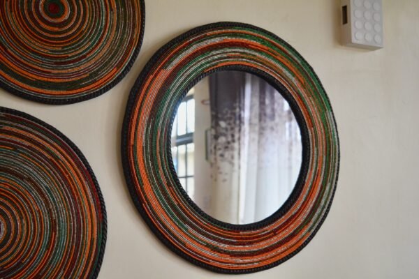 Orange Maasai Beaded Mirror