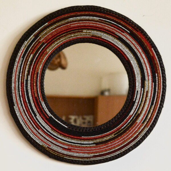 Handmade Red Beaded Mirror