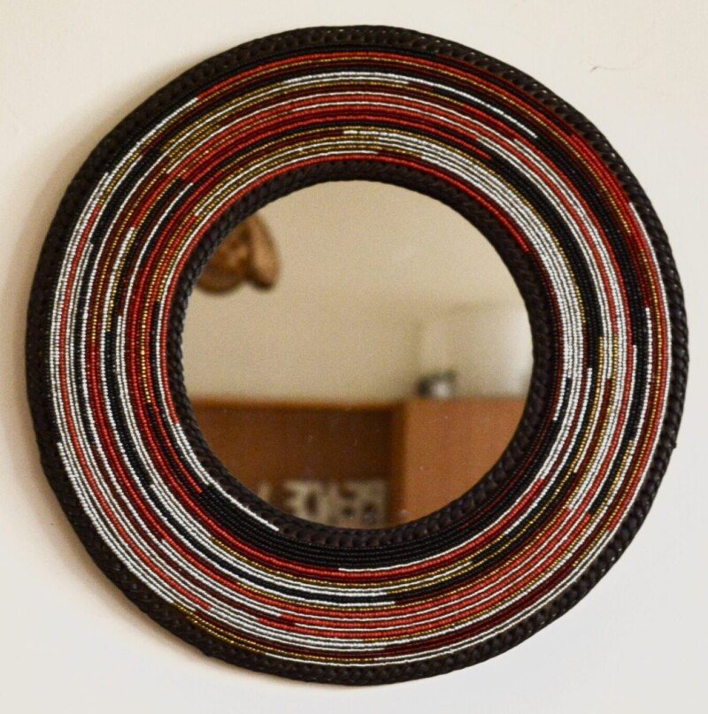 Handmade Red Beaded Mirror