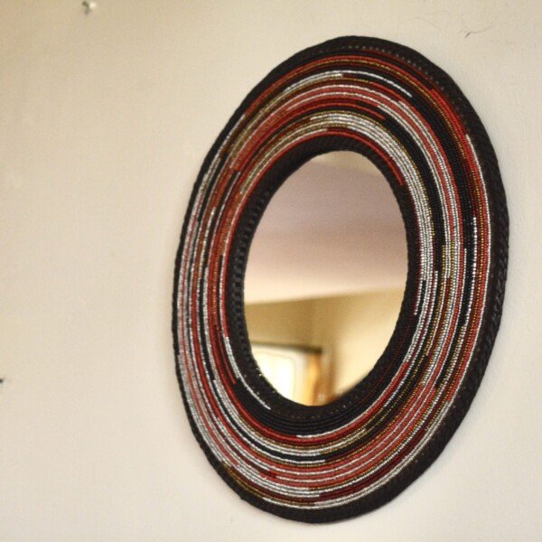 Handmade Red Beaded Mirror