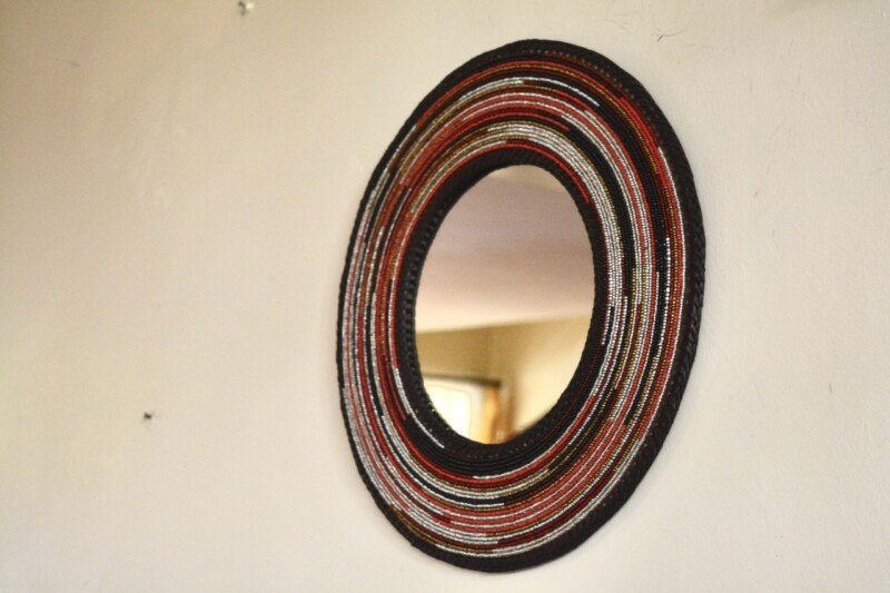 Handmade Red Beaded Mirror