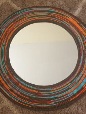 Orange and Blue Beaded Mirror