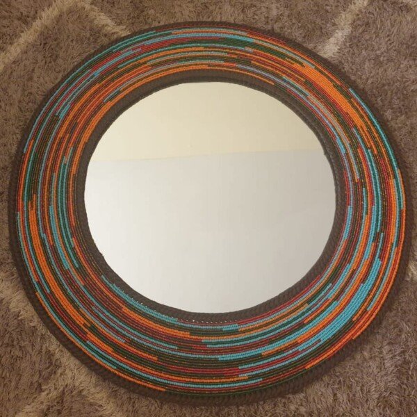 Orange and Blue Beaded Mirror