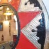 Crimson Harmony Beaded Mirror
