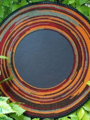 Sunburst Orange Half-Beaded Maasai Placemat Sunburst Orange Half-Beaded Maasai Placemat