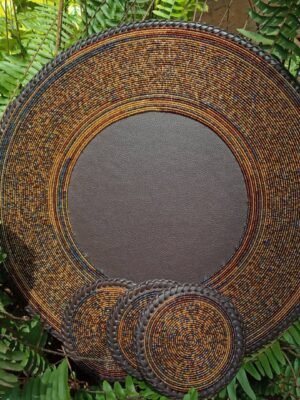 Cocoa Ember Half-Beaded Maasai Placemat Cocoa Ember Half-Beaded Maasai Placemat