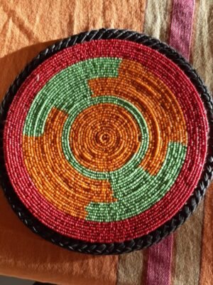 Sunburst Multicolored Beaded Leather Placemat