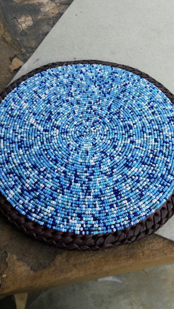 Blue Rain Maasai Beaded Placemat Blue Rain Maasai Beaded Placemat