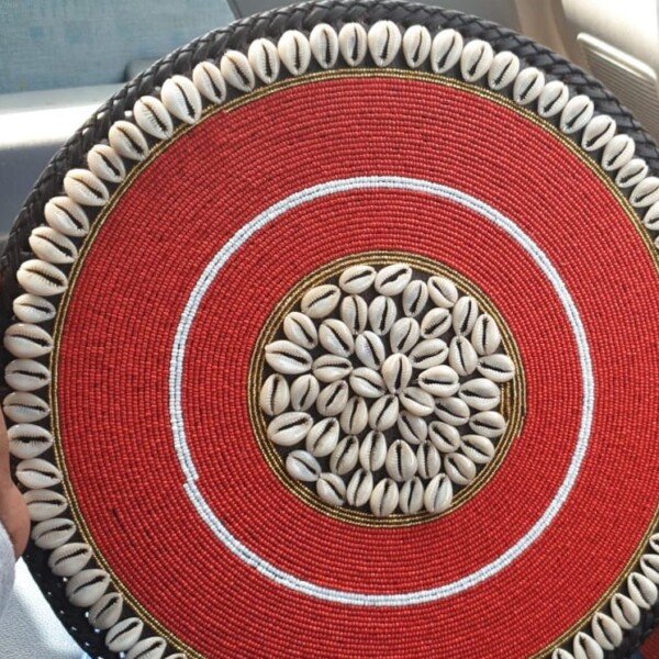 Handmade Maasai Beaded Placemat With Cowrie Shells