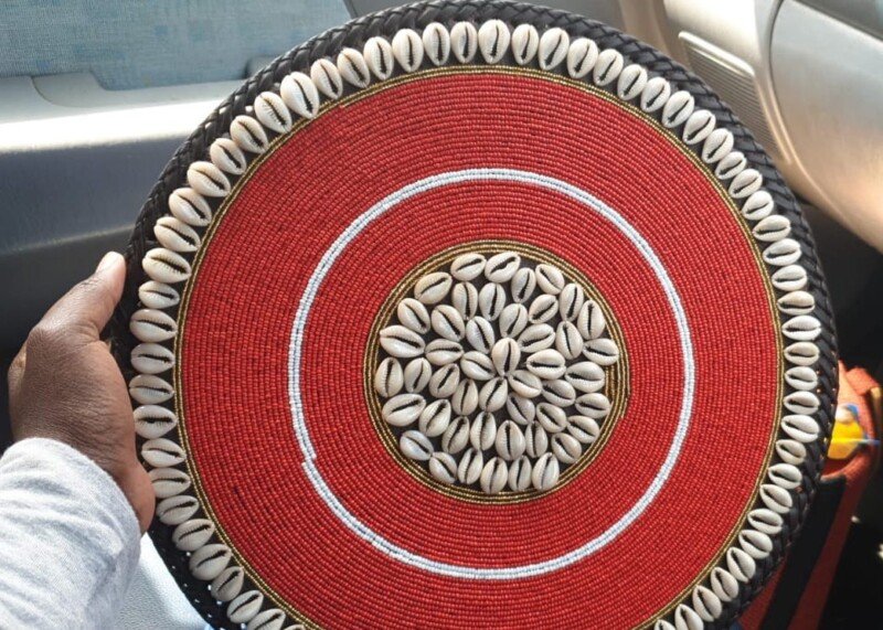 Handmade Maasai Beaded Placemat With Cowrie Shells