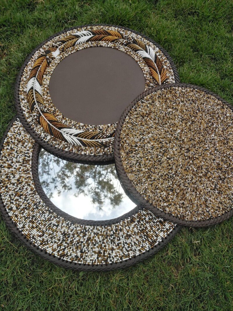 Earth Whisper Beaded Mirror & Mat Set