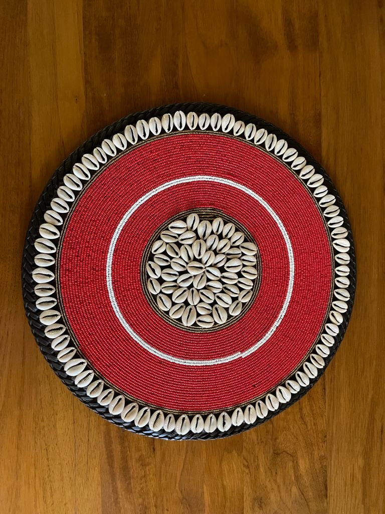 Handmade Maasai Beaded Placemat With Cowrie Shells