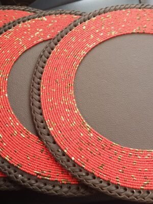 WhatsApp Image 2021-11-19 at 4.22.22 PM Crimson Flame Half-Beaded Maasai Placemat