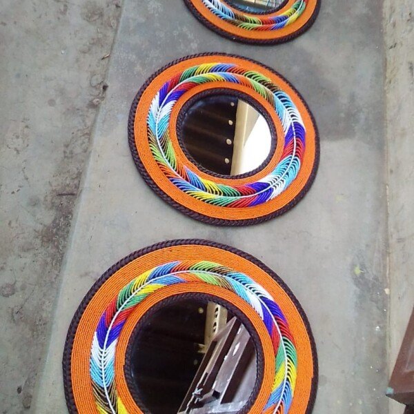 Beaded Leaf Design Pattern Mirror