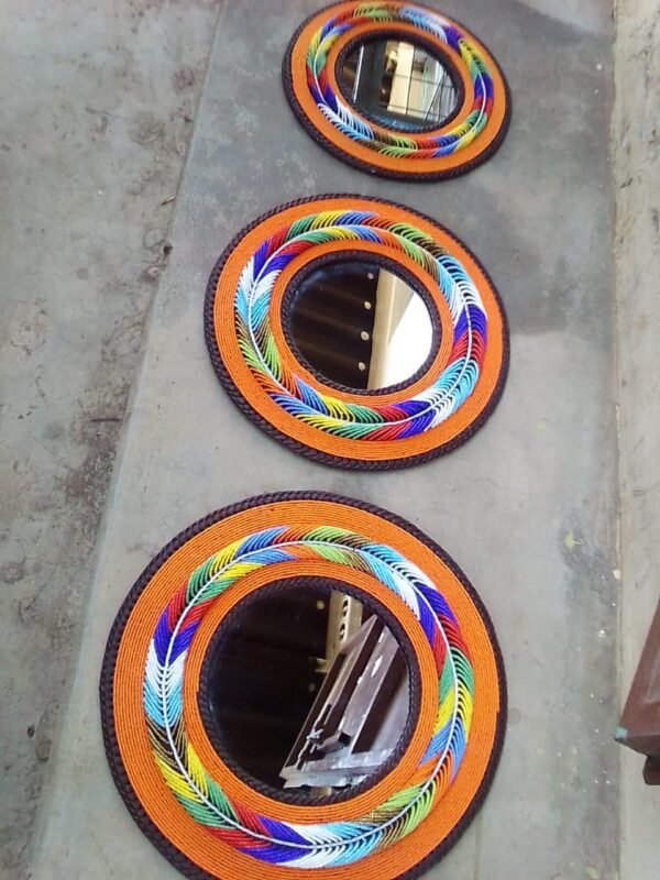 Beaded Leaf Design Pattern Mirror