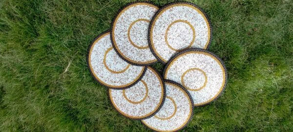 Gold Dust White Maasai Beaded Placemat Gold Dust White Maasai Beaded Placemat