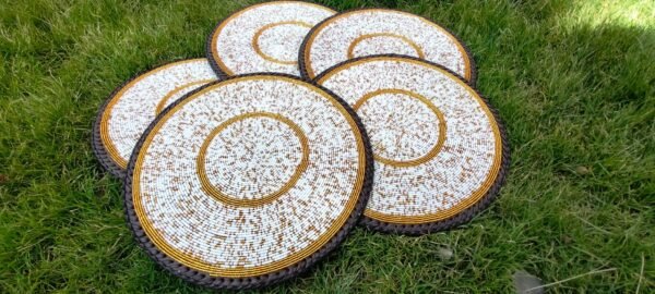 Gold Dust White Maasai Beaded Placemat Gold Dust White Maasai Beaded Placemat