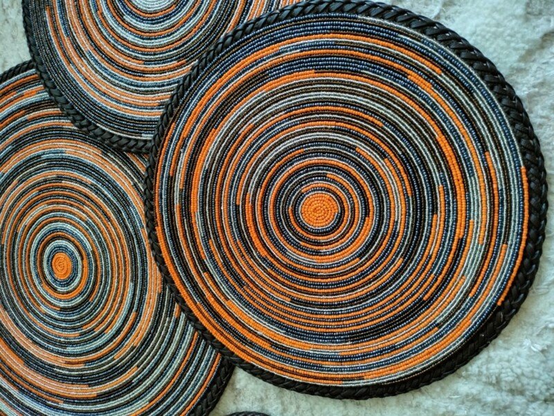 Wild Ember Woven Orange Table Mat