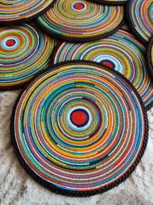 Rainbow Swirl Maasai Heritage Beaded Placemat Rainbow Swirl Maasai Heritage Beaded Placemat
