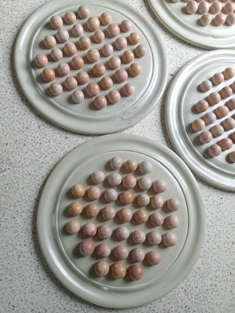 Solitaire Soapstone Board and Marbles