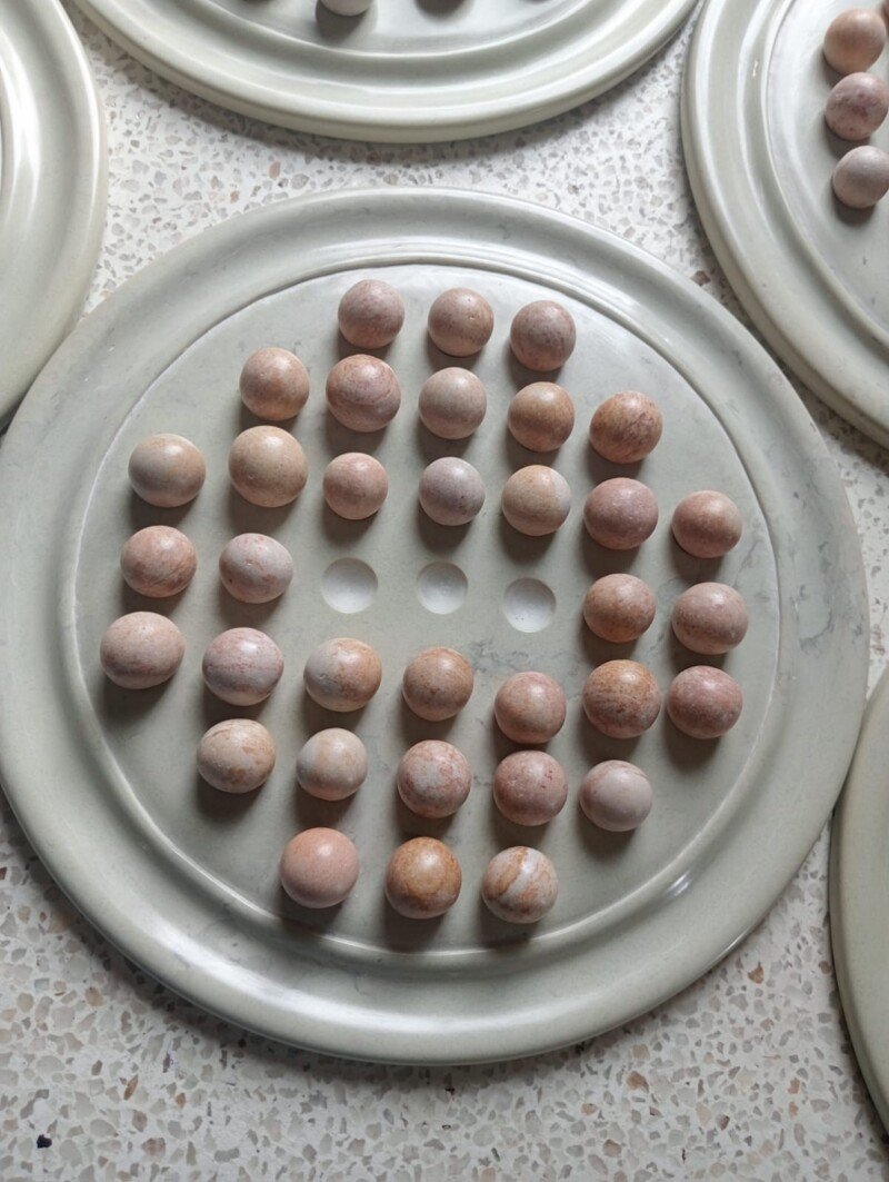 Solitaire Soapstone Board and Marbles