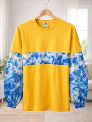 Yellow Long-Sleeve Cotton T-Shirt - Cloudy Design
