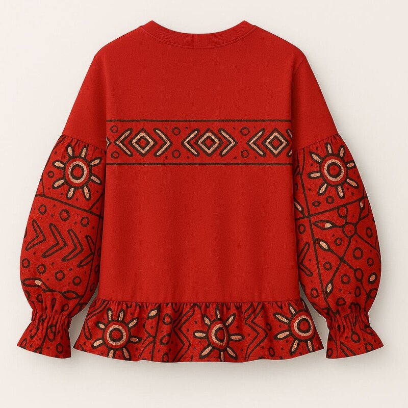 Stylish Red Cotton T-Shirt - Long Sleeve