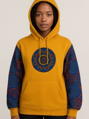 Yellow Ankara Print Cotton Hoodie