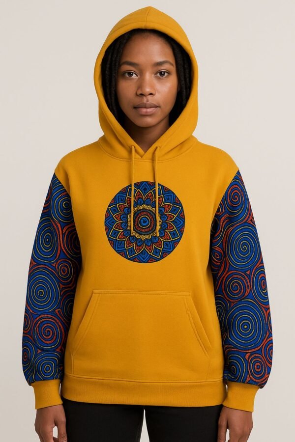 Yellow Ankara Print Cotton Hoodie
