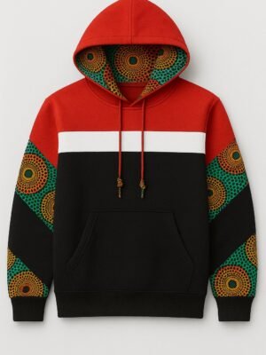 Cozy Red Ankara Print Cotton Hoodie Cozy Red Ankara Print Cotton Hoodie