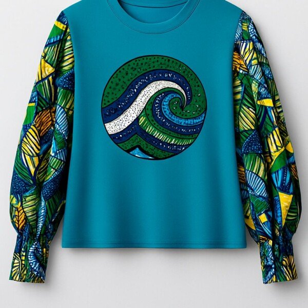 Tidecrest Wave Ankara Cotton T-Shirt