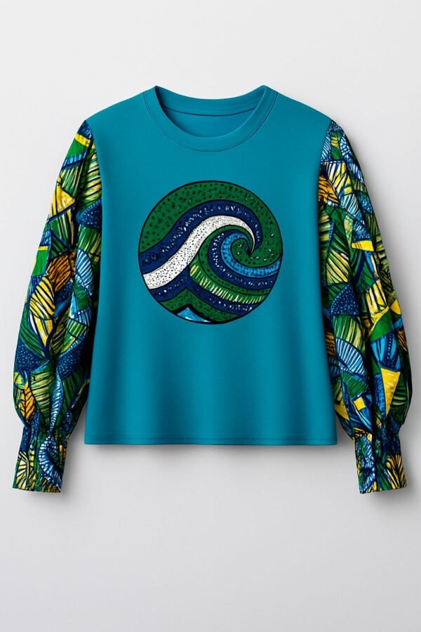 Tidecrest Wave Ankara Cotton T-Shirt