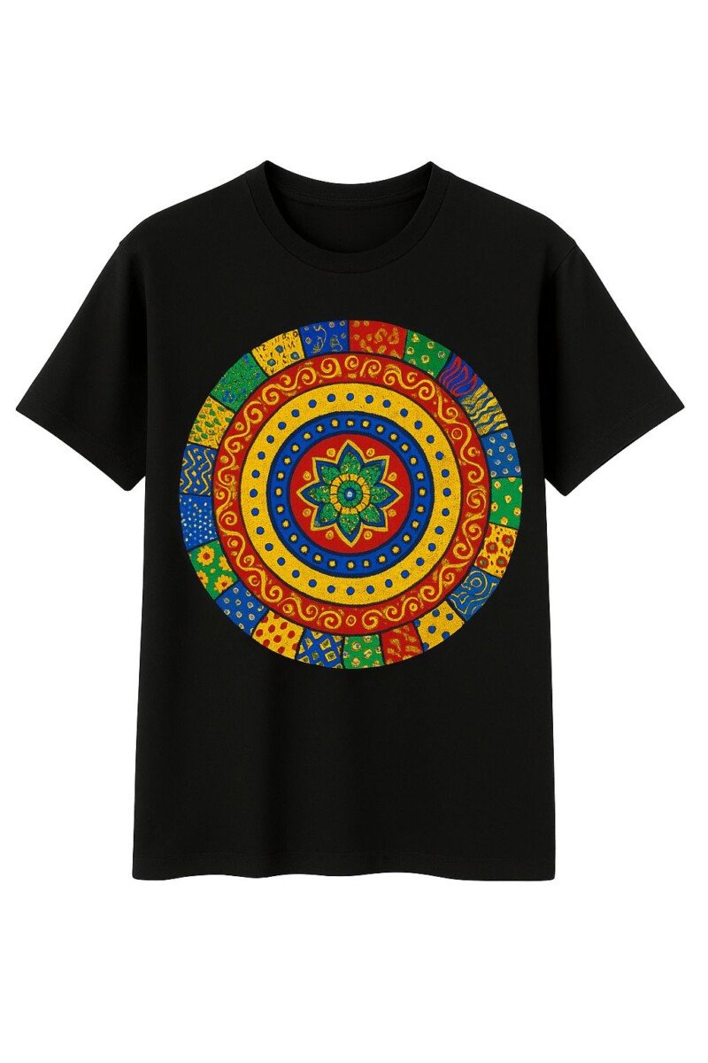 Black Ankara Pattern Print Cotton T-Shirt