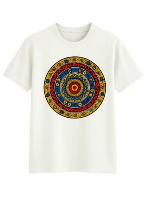 White Ankara Pattern Print Cotton T-Shirt