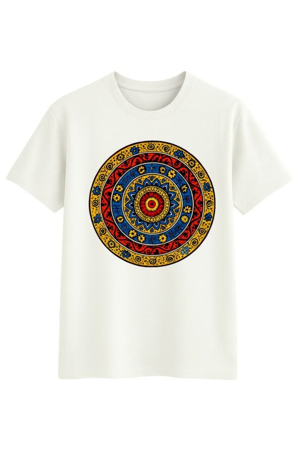 White Ankara Pattern Print Cotton T-Shirt