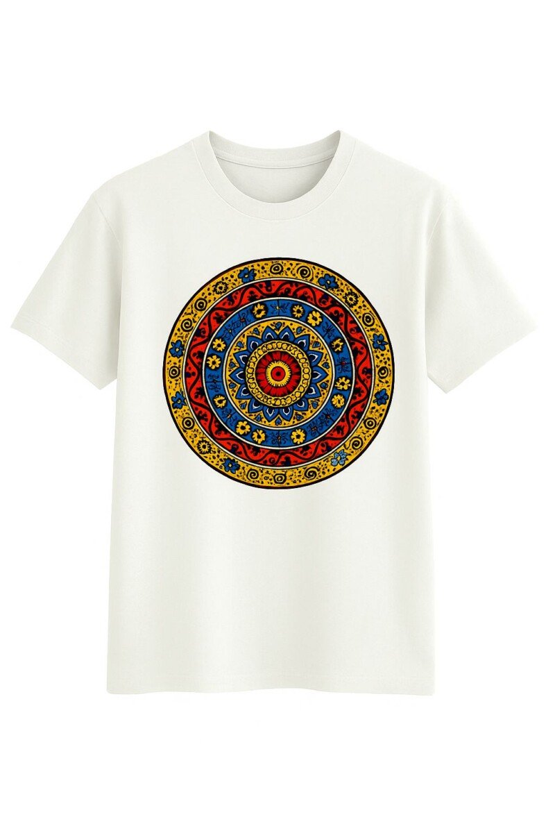 White Ankara Pattern Print Cotton T-Shirt