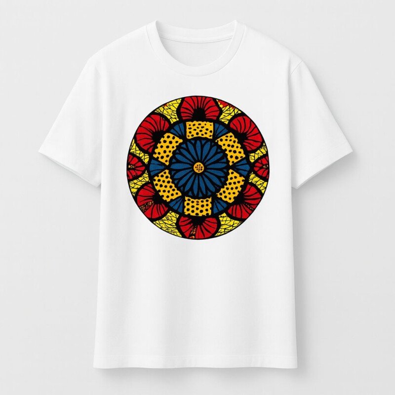 Unique White Ankara Print Cotton T-Shirt