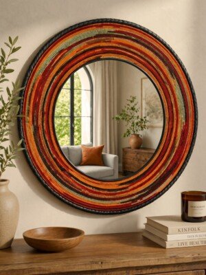 WhatsApp Image 2026-04-16 at 4.19.57 PM Orange Maasai Beaded Mirror