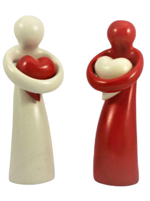 Soapstone Heart Hugging Figurines