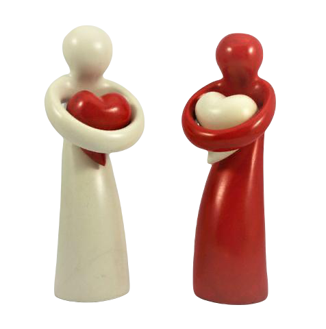 Soapstone Heart Hugging Figurines