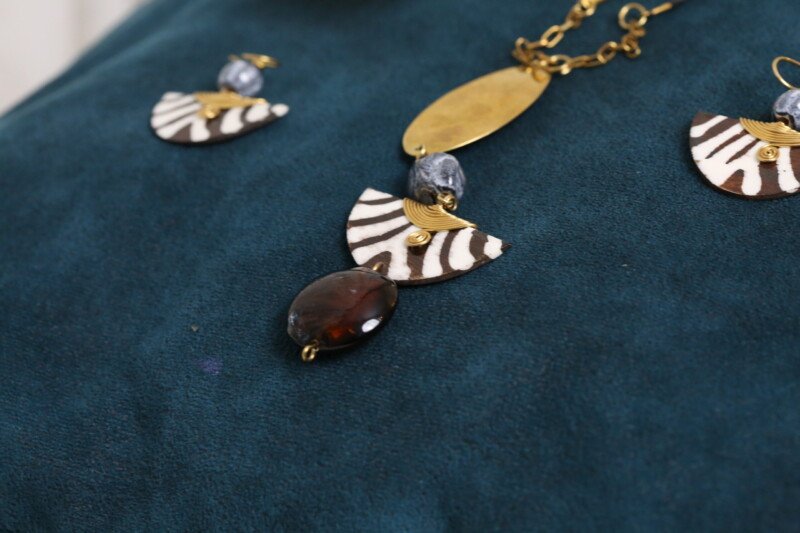 Savanna Zebra Print Beaded Necklace Savanna Zebra Print Beaded Necklace