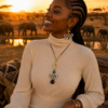 Savanna Zebra Print Beaded Necklace (with earrings)