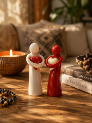 Soapstone Heart Hugging Figurines
