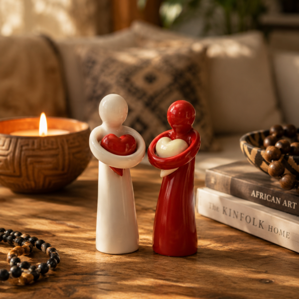 Soapstone Heart Hugging Figurines